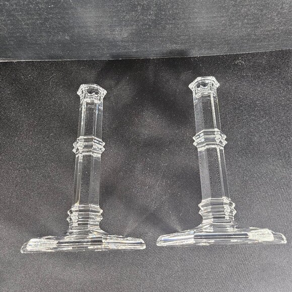 Pair of Tiffany And Company Windham Crystal Candle Holders 8 Inches Tall - Picture 10 of 12